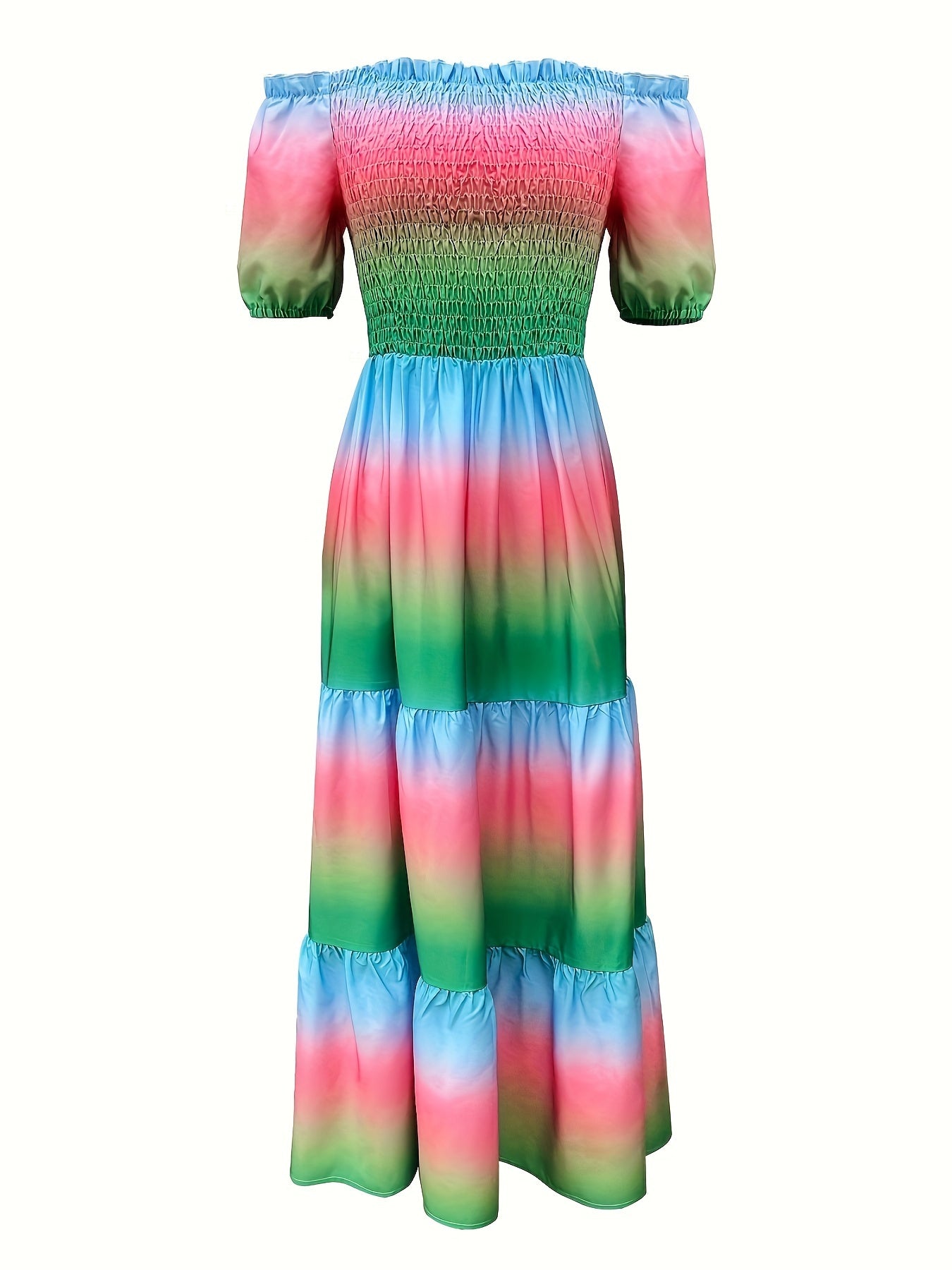 Gradient Print Tiered Dress,