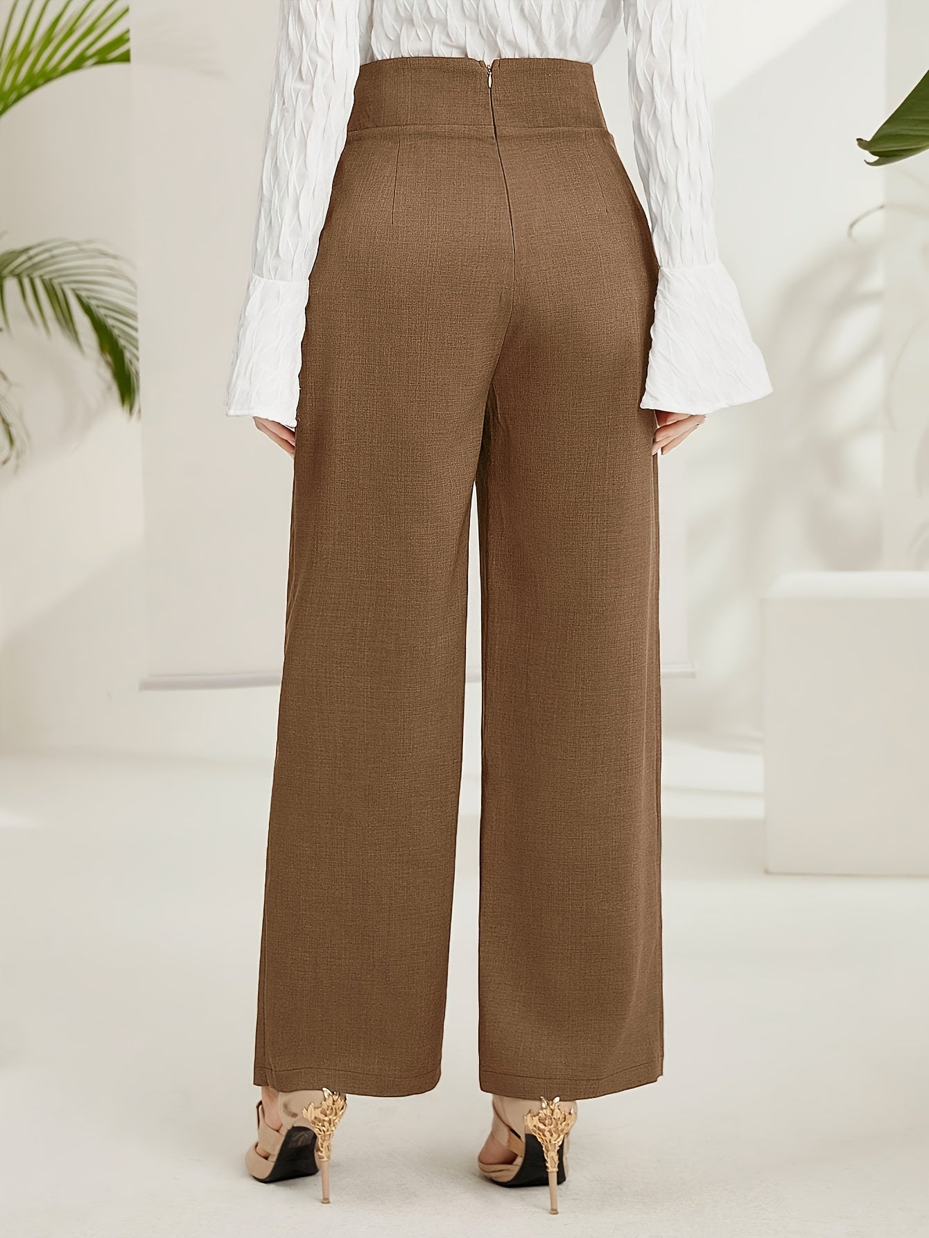 Solid Wide-Leg Layered Pants  | Product Universal