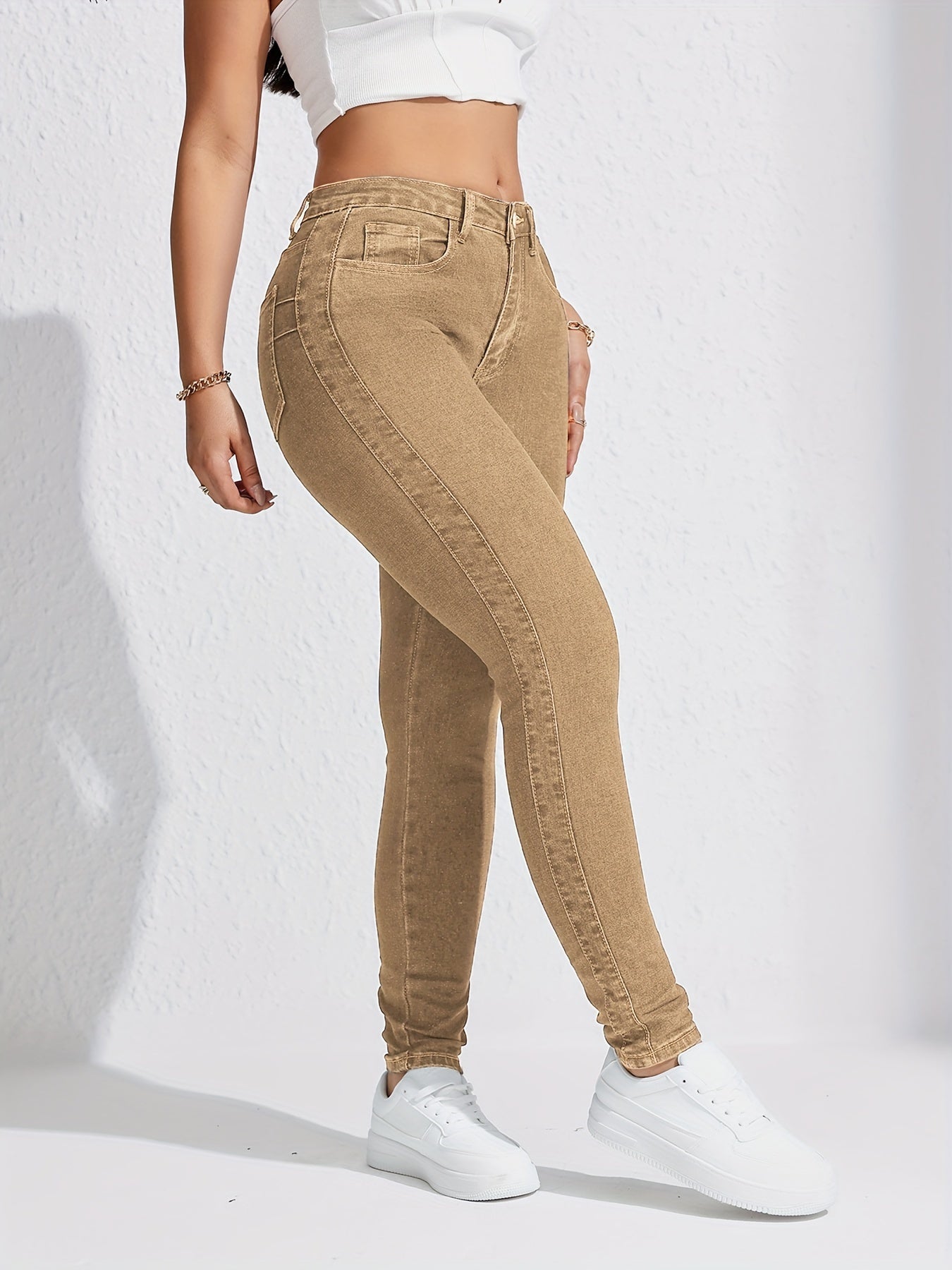 Women's Slim Fit Khaki Skinny Jeans | Product Universal