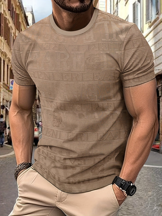 Men's Fashion Casual Round Neck Short Sleeve Breathable Sport Empty Letter T-shirt.