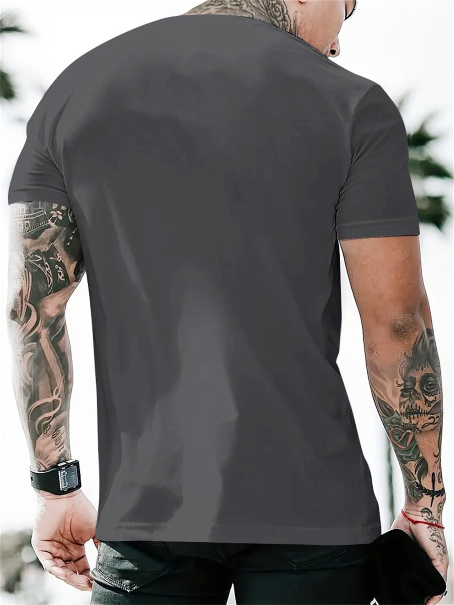 Smile Face Graphic Print Men's Creative Top, Casual Short Sleeve Crew Neck T-shirt, Men's Clothing .