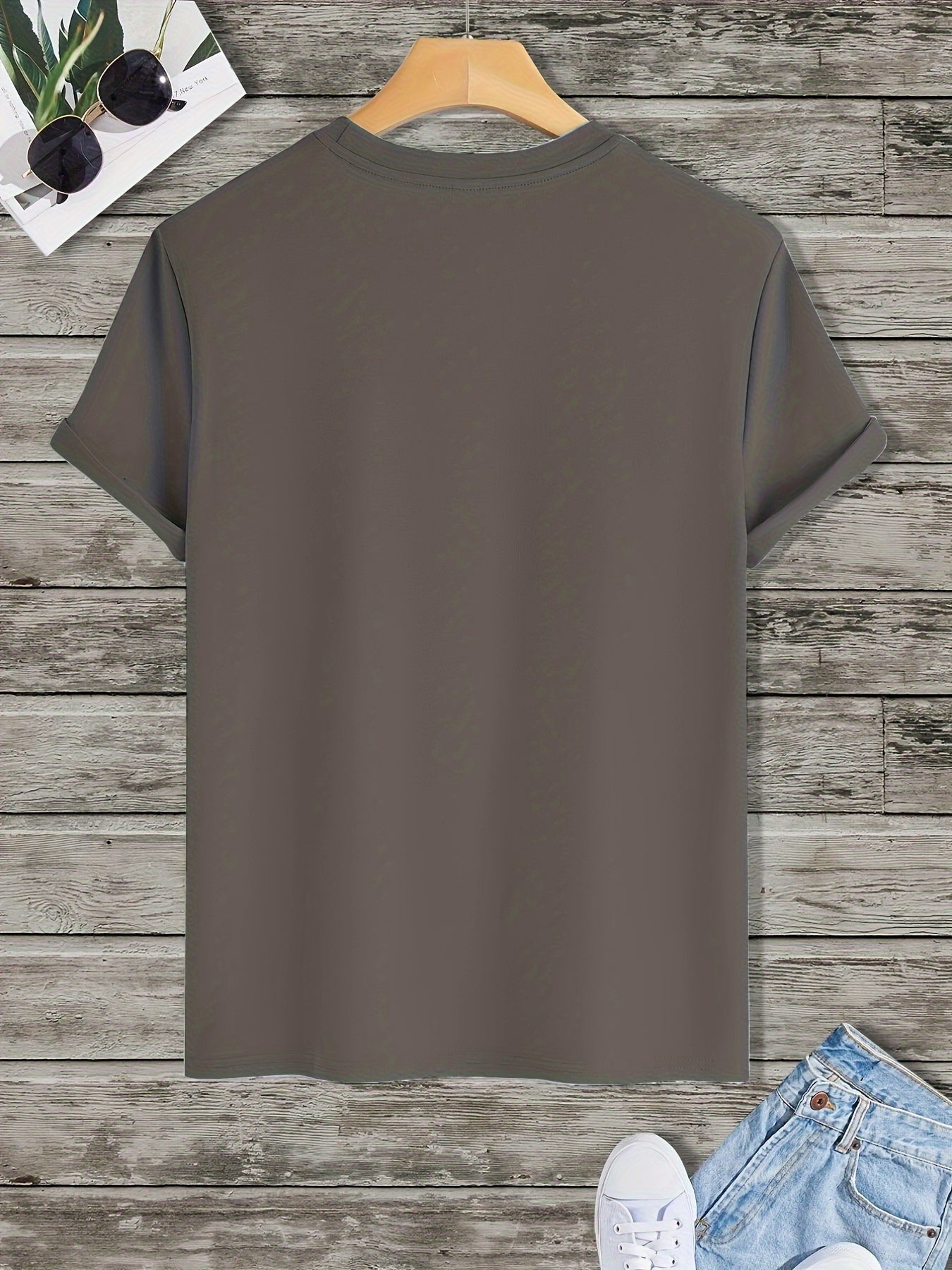 Men's Cotton T-Shirt with Headphones Music Design.