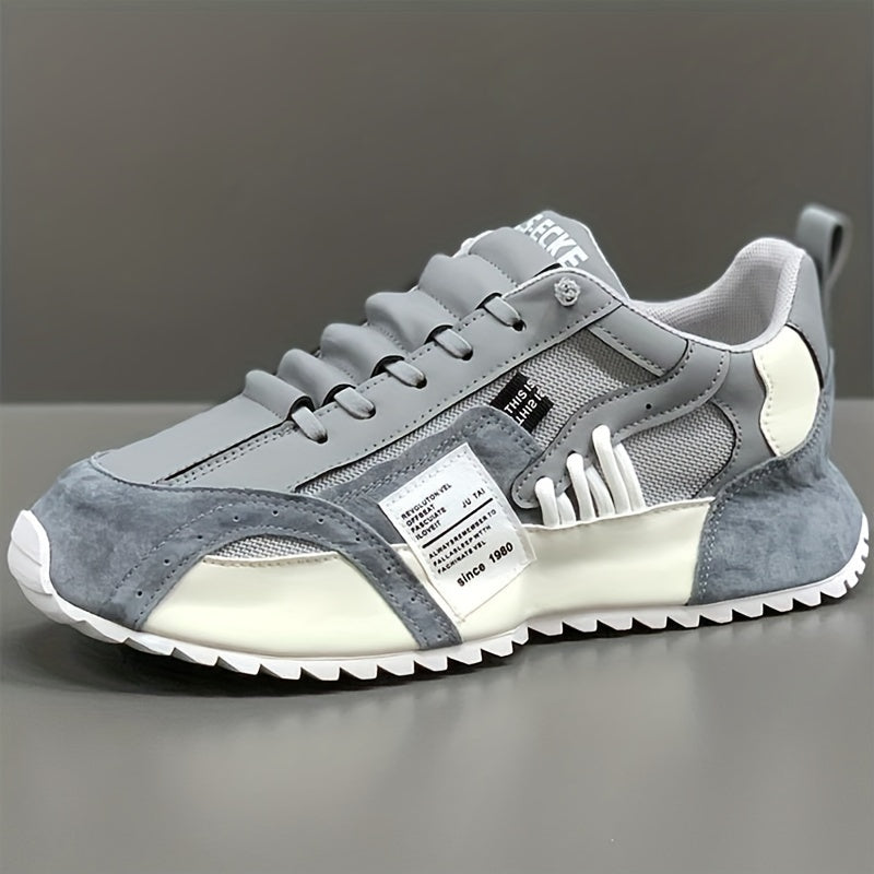 Comfy Trendy Platform Shoes For Outdoor Walking Jogging Camping, All Seasons Men's Lace Up Sneakers.