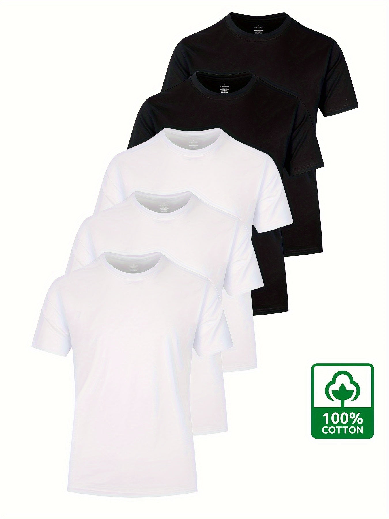 5PCS Men's 100% Cotton Solid T-Shirts | Product Universal