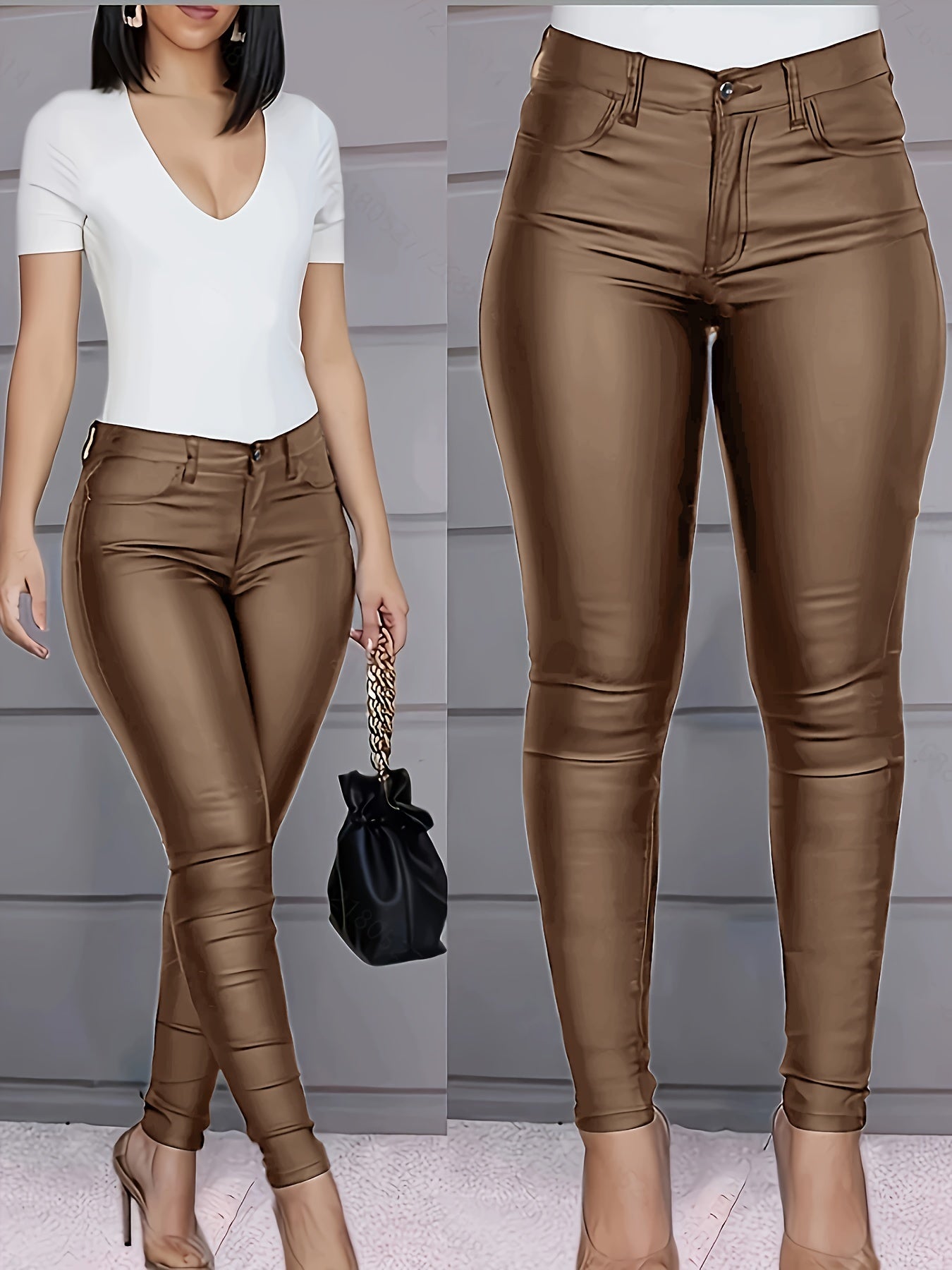 Women's Coated Skinny Jeans in Faux Leather | Product Universal