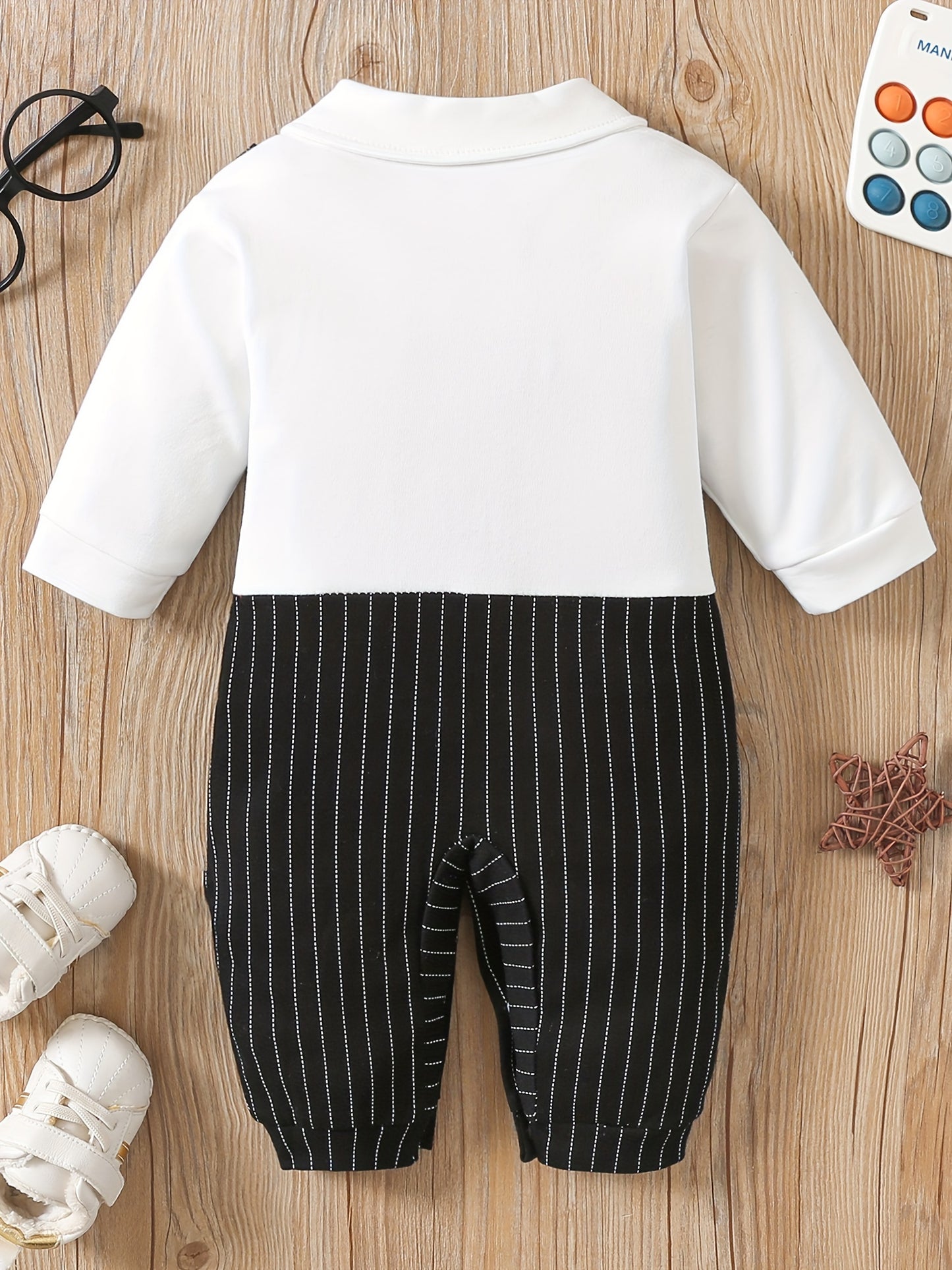 Chic Striped Cotton Romper for Baby Boys - Faux Two-Piece, Perfect for Birthdays &