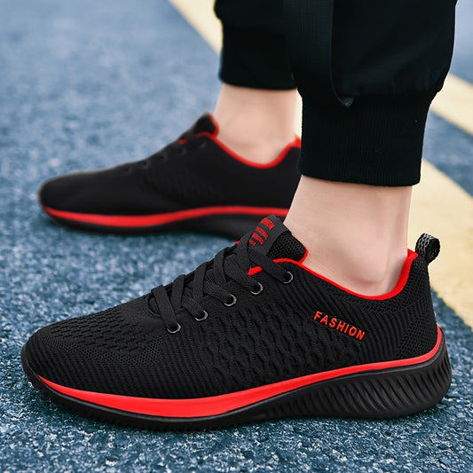 Men's Solid Lace Up Running Shoes, Lightweight Outdoor Sneakers For All Seasons Training Workout