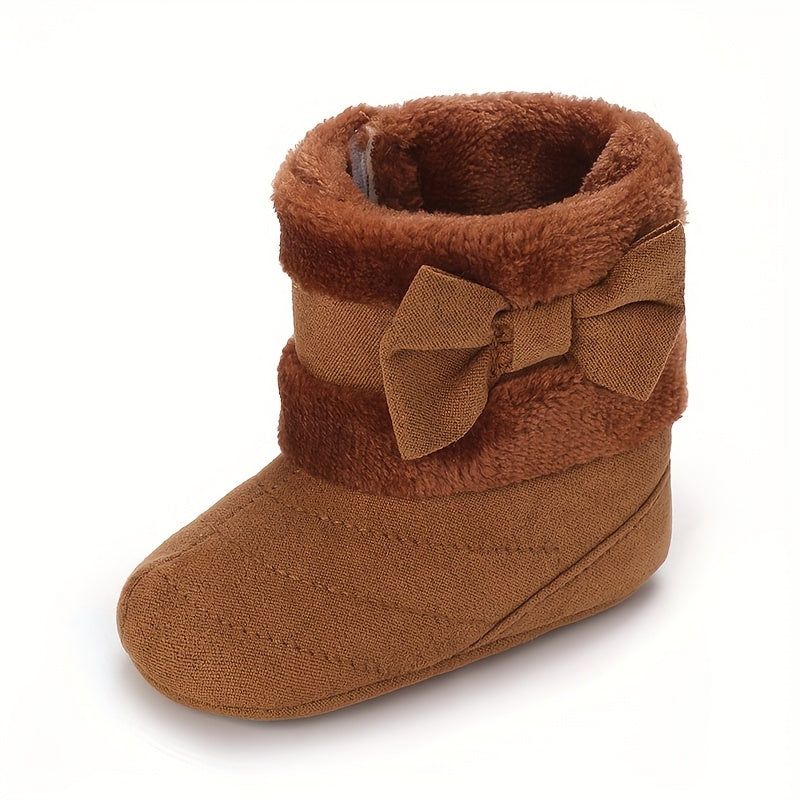 Cute Baby Girl Winter Boots with Bowknot - Soft, Warm,