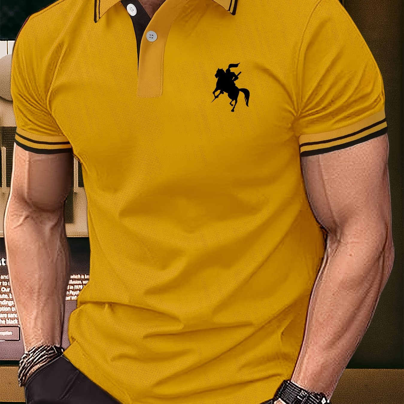 Men's Fashion Horse Riding Knight Pattern Henley Shirt | Product Universal