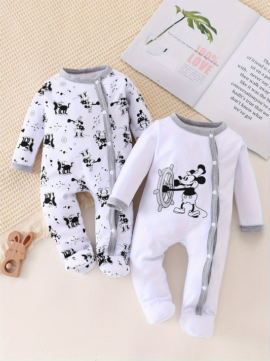 Children's Onesie Baby Autumn 100% Cotton Footed Onesie Cute Cartoon Teacher Ha Suit 2pcs Set Climbing Suit