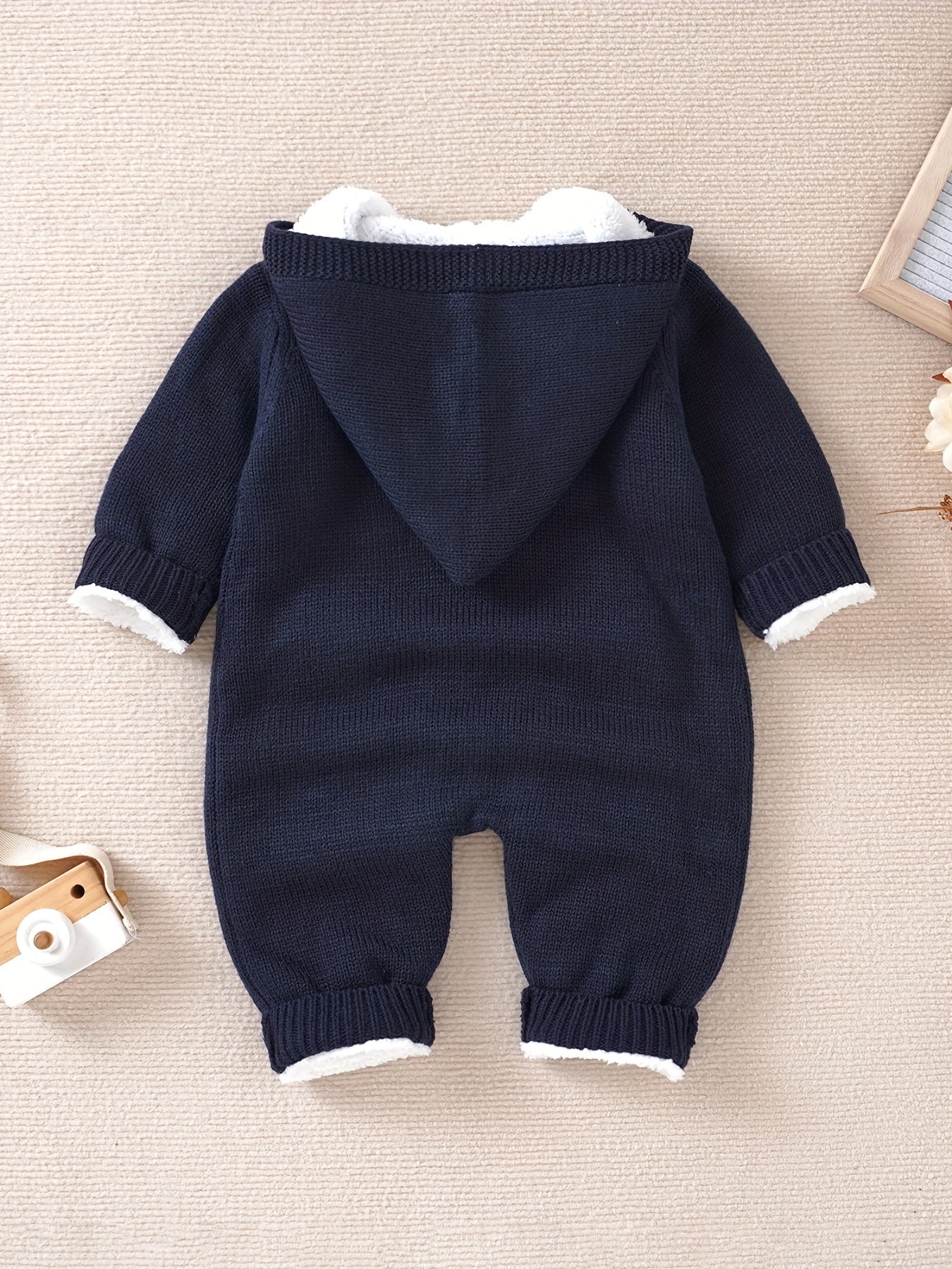 Newborn Boys And Girls Knitted Jumpsuit With Long Sleeve Hooded Pants Jumpsuit