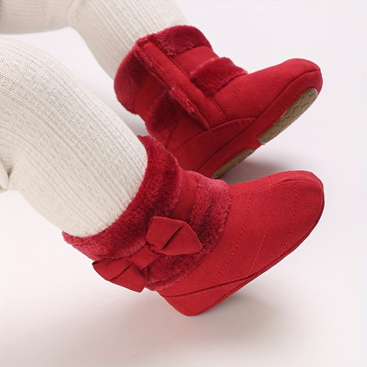 Cute Bowknot Comfortable Boots For Baby Girls, Soft Warm