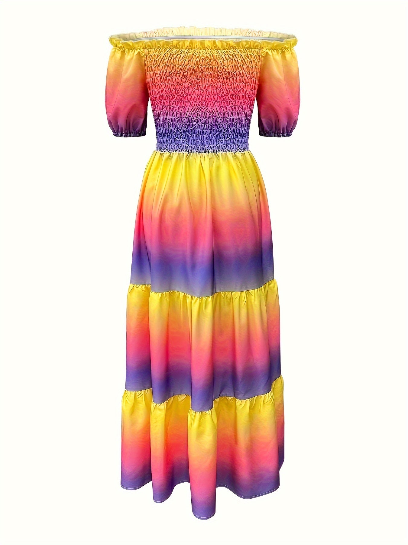 Gradient Print Tiered Dress,