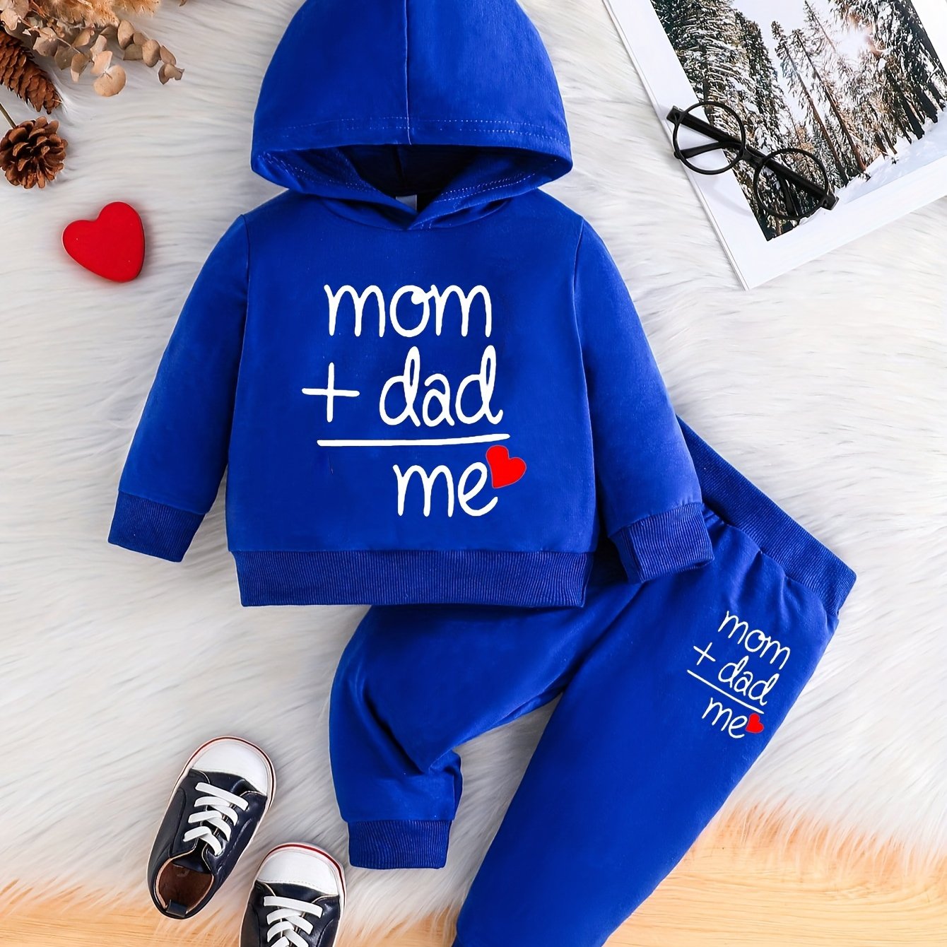 Fashion Set For Baby Boys, Featuring A Heart, 'Love Dad Mom'