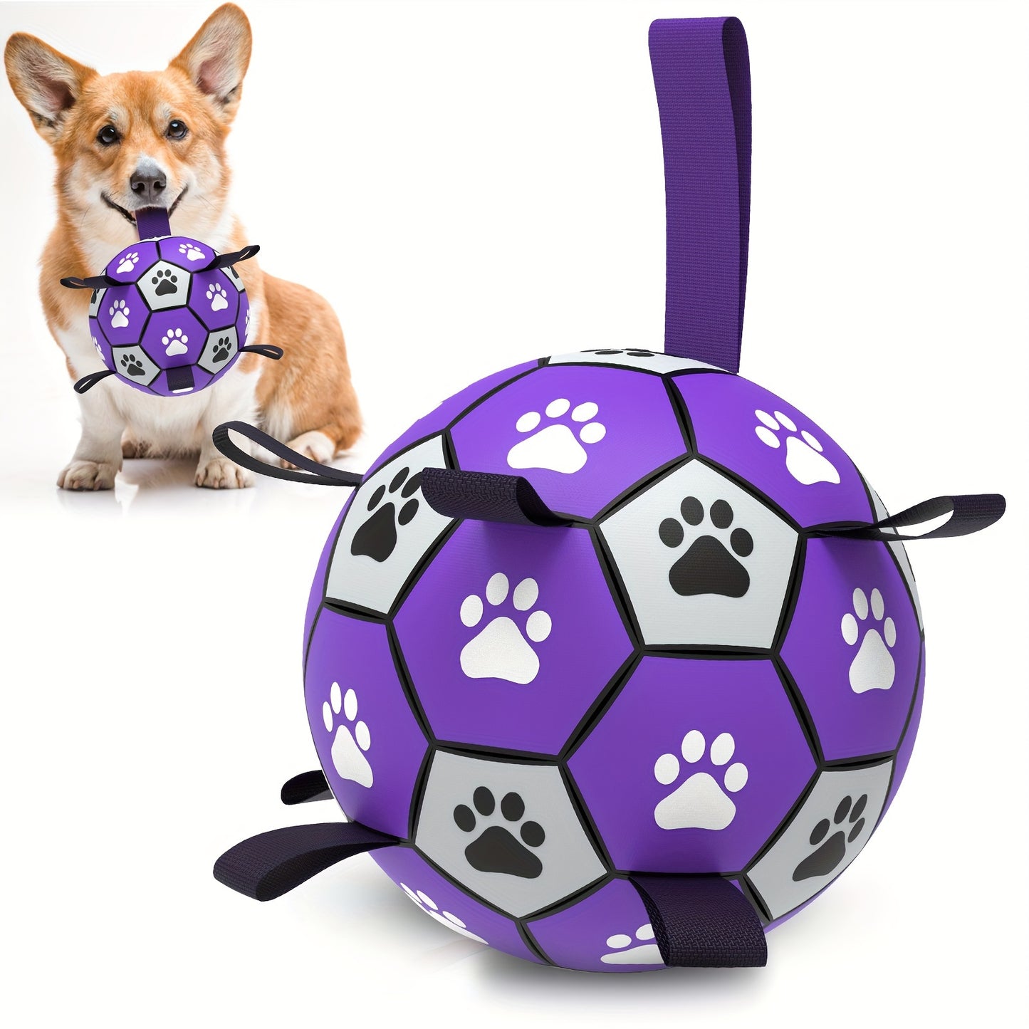 Durable Rubber Soccer Ball Dog Toy with Straps | Product Universal