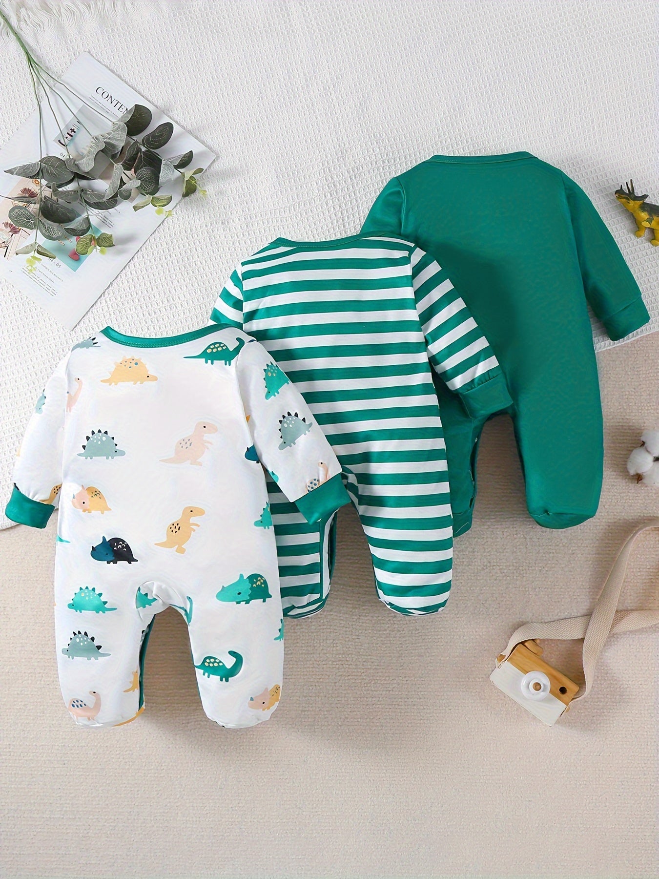 Baby Boys Star Printed Footed Bodysuit 3 Piece Outdoor Set