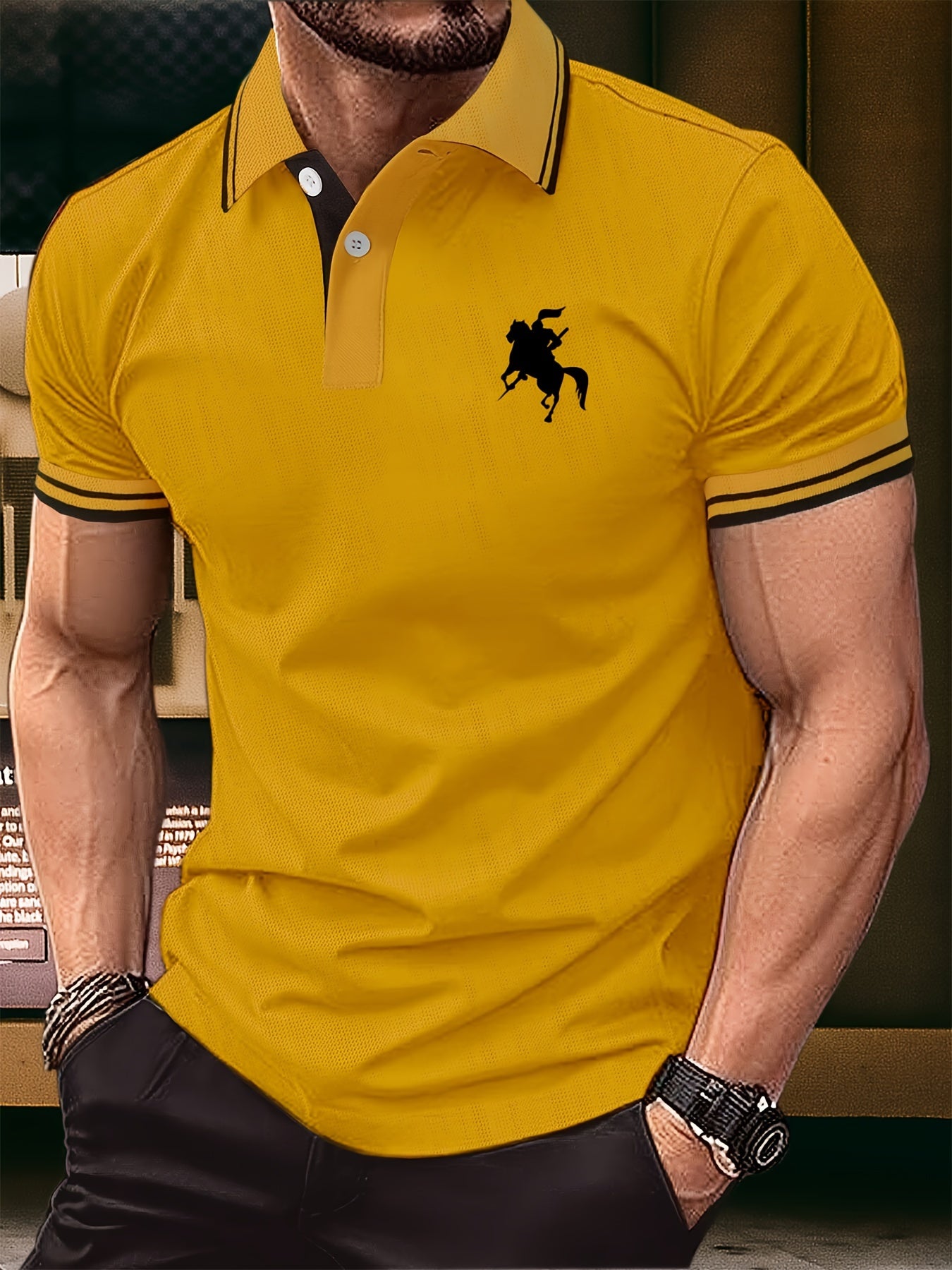 Men's Fashion Horse Riding Knight Pattern Henley Shirt | Product Universal