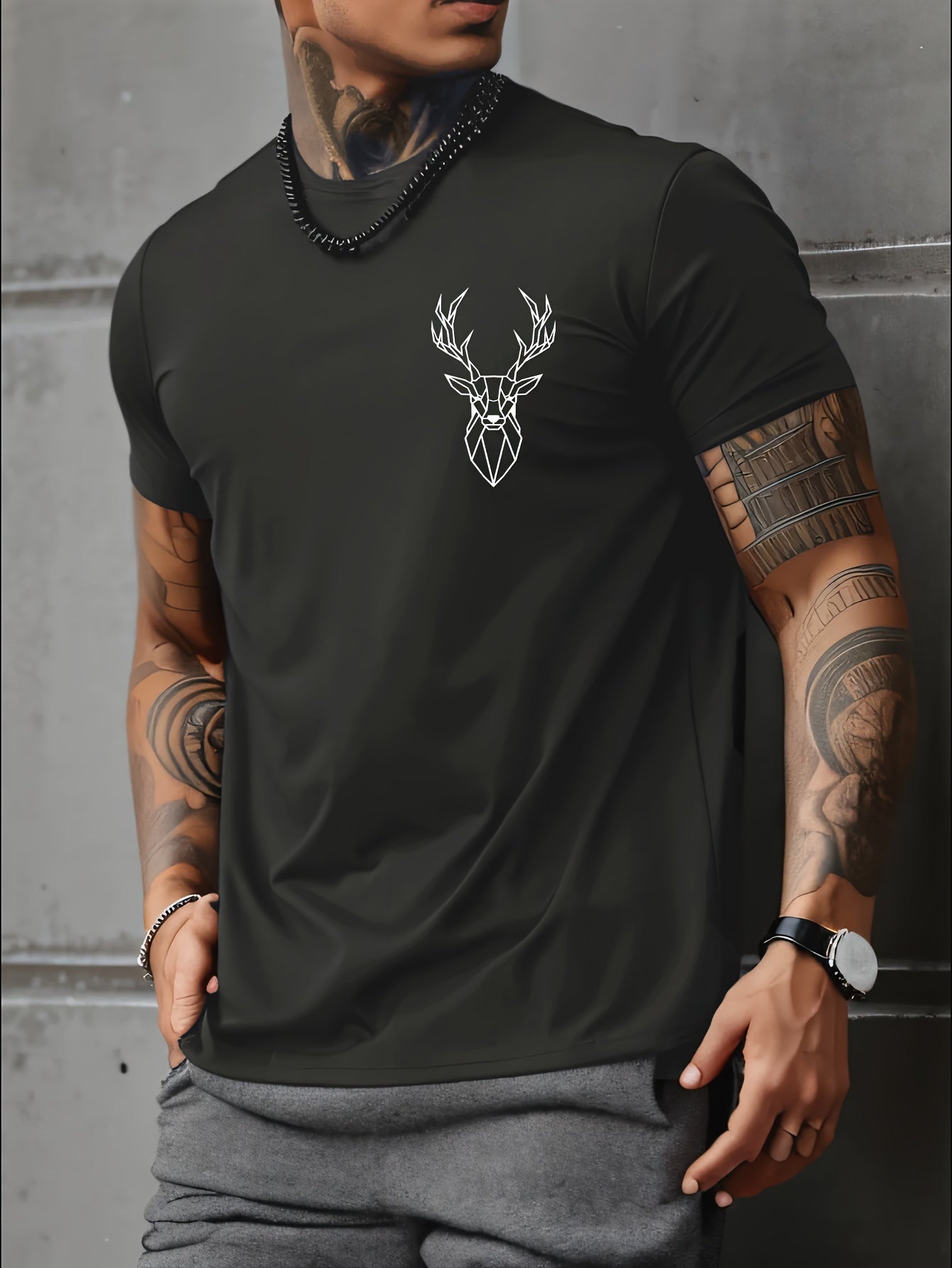 Deer Graphic Men's Short Sleeve T-shirt,