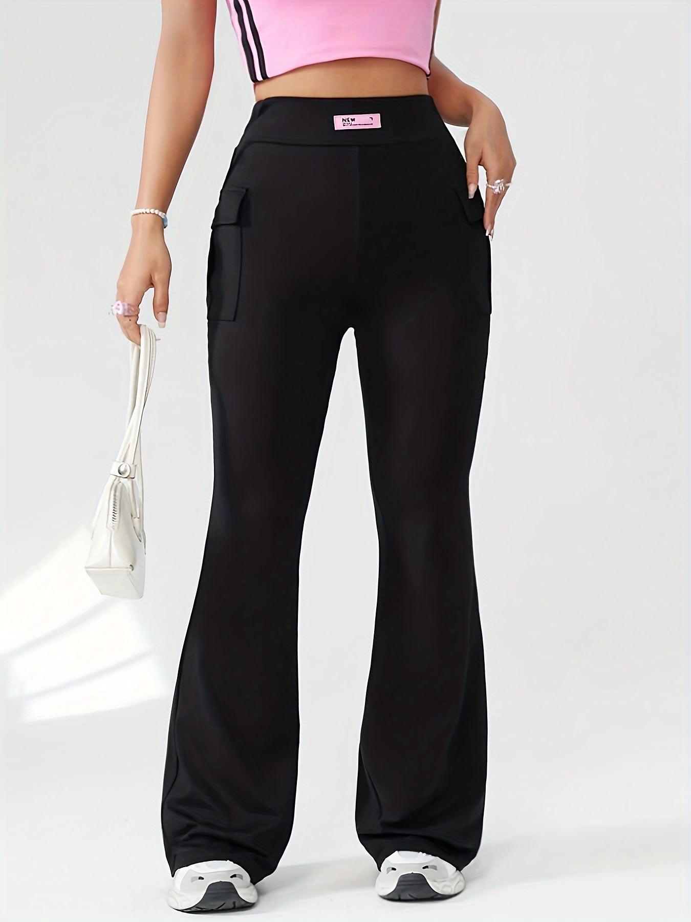 Solid Color Flare Leg Pants Casual Versatile High Waist | Product Universal