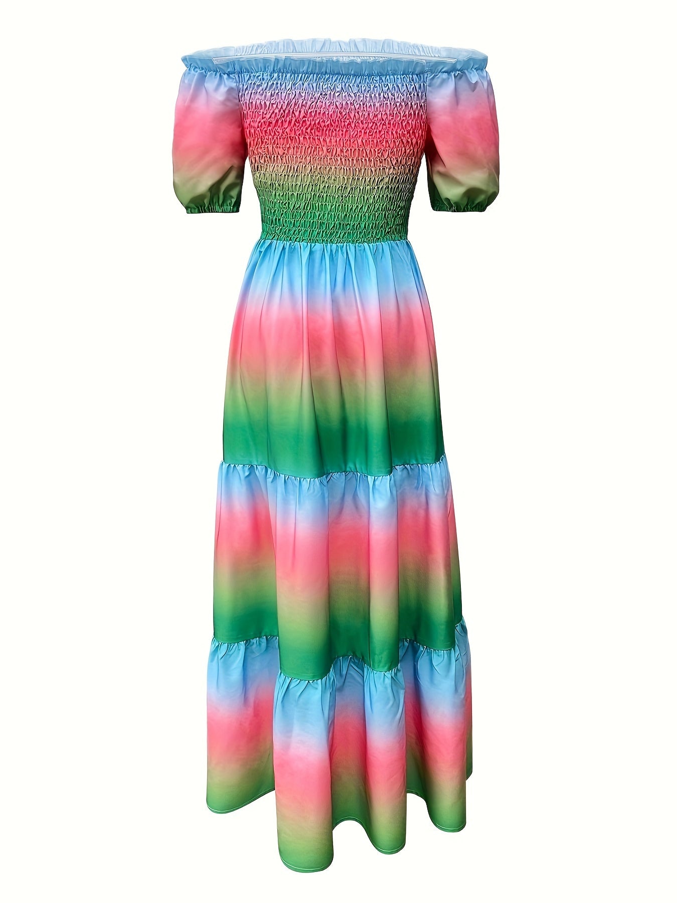 Gradient Print Tiered Dress,