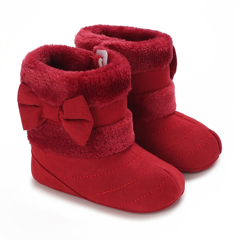 Cute Baby Girl Winter Boots with Bowknot - Soft, Warm,