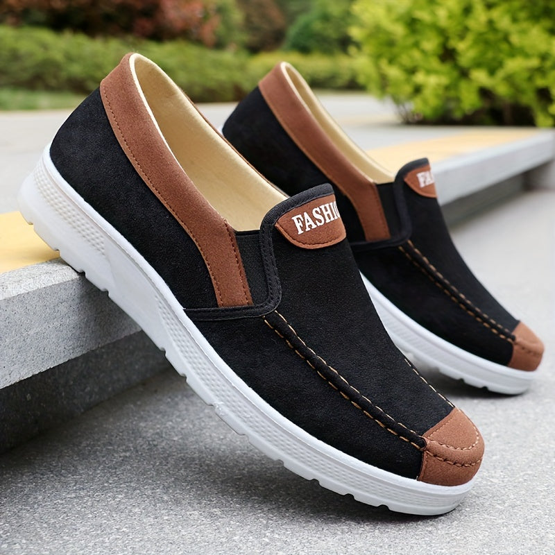 Men'S Casual Sports Sneakers - Solid Color, Slip-On, Round Toe, Lightweight.