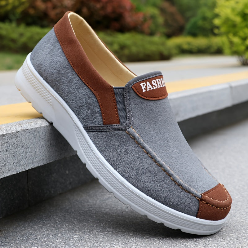 Men'S Casual Sports Sneakers - Solid Color, Slip-On, Round Toe, Lightweight.