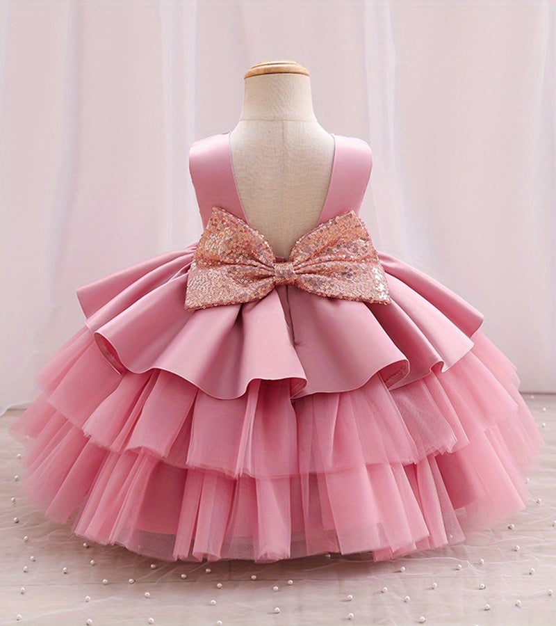 Adorable Girls' Princess Dress with Bowknot .