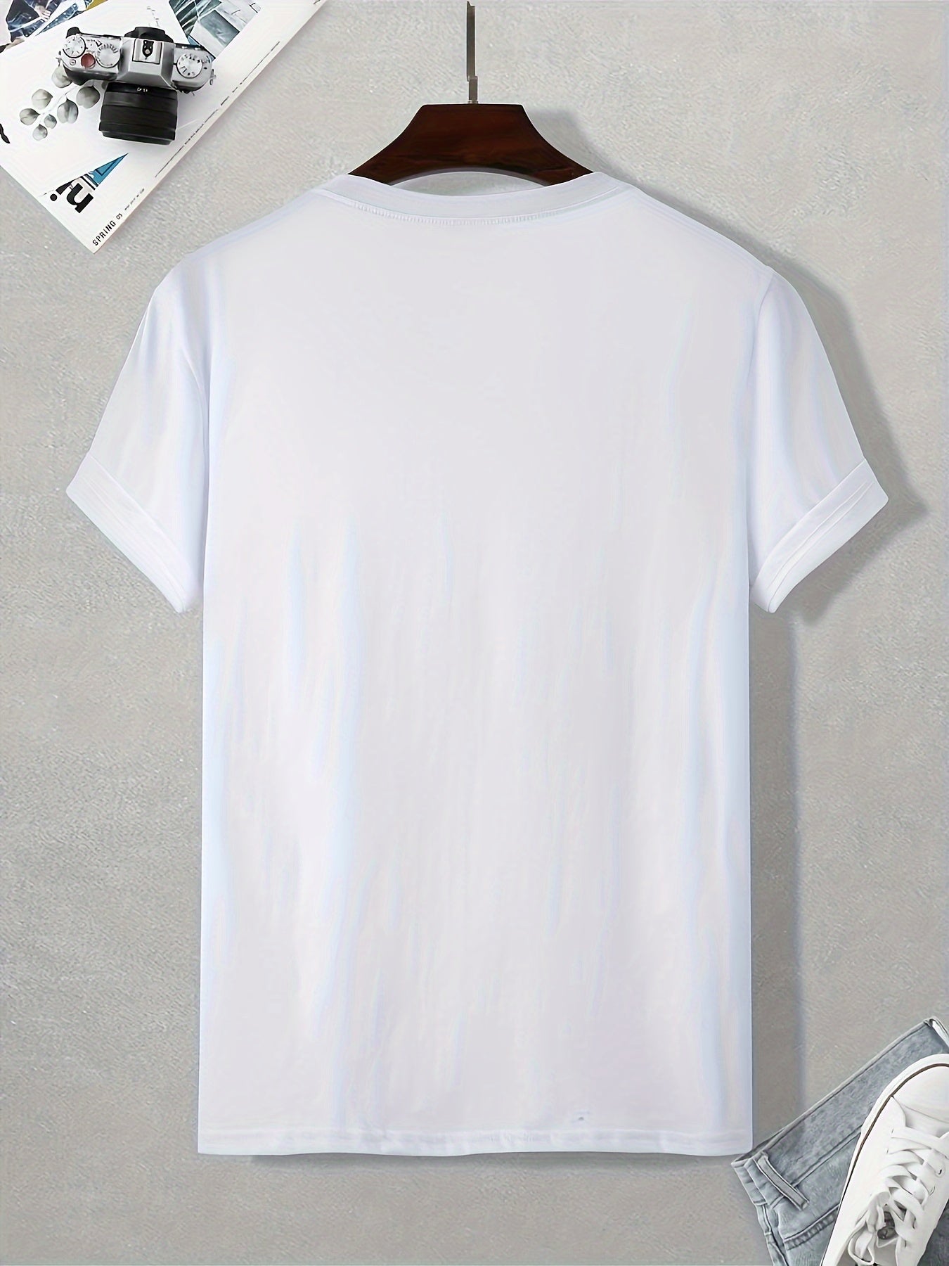 Men's Cotton T-Shirt with Headphones Music Design.