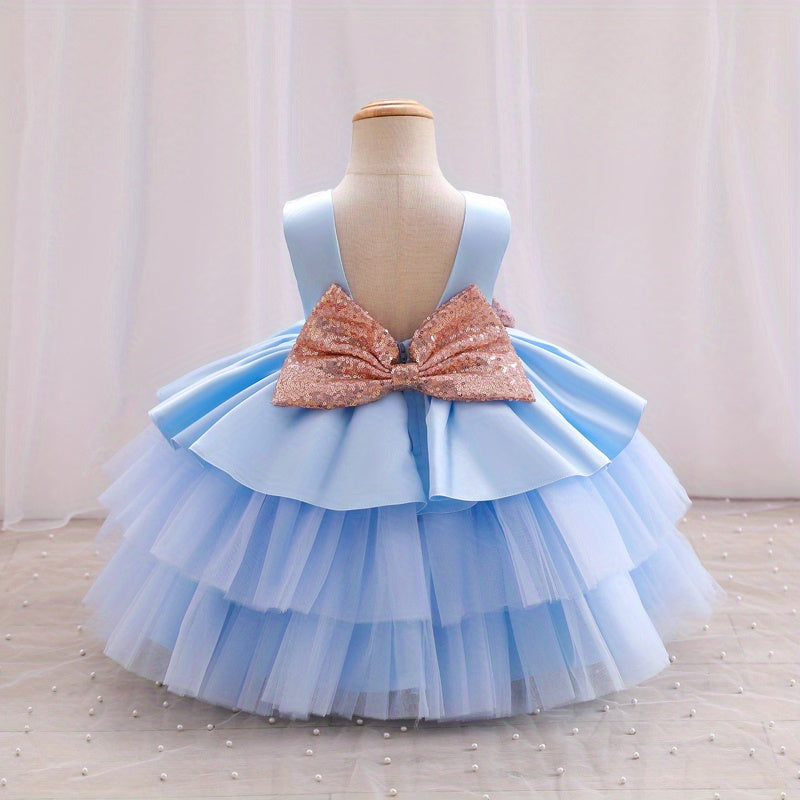 Adorable Girls' Princess Dress with Bowknot .