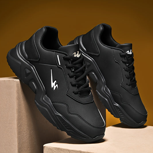 Men's Wear-resistant Sneakers, Easily Wiped Clean Athletic Shoes, Breathable Lace-ups