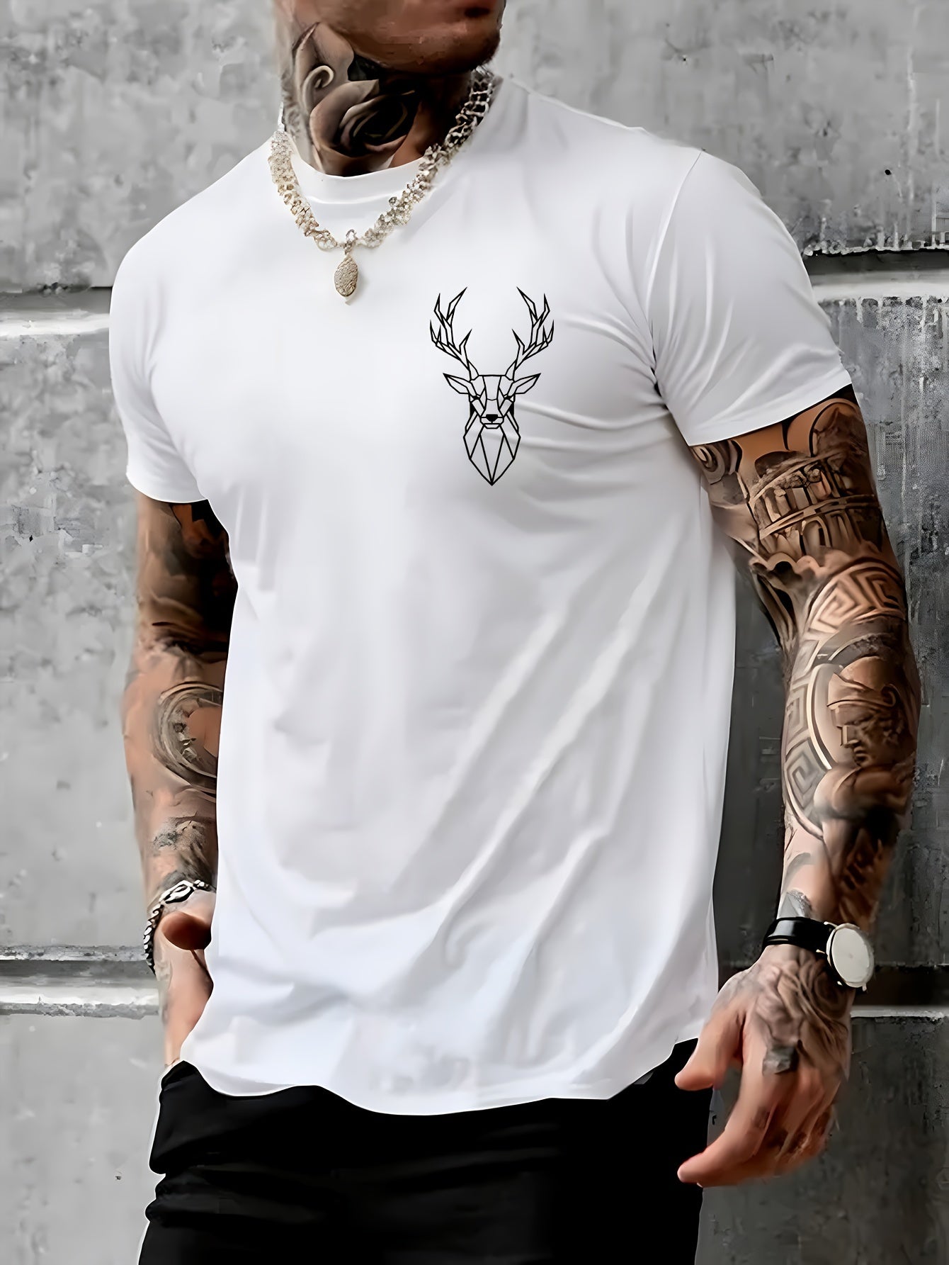 Deer Graphic Men's Short Sleeve T-shirt,