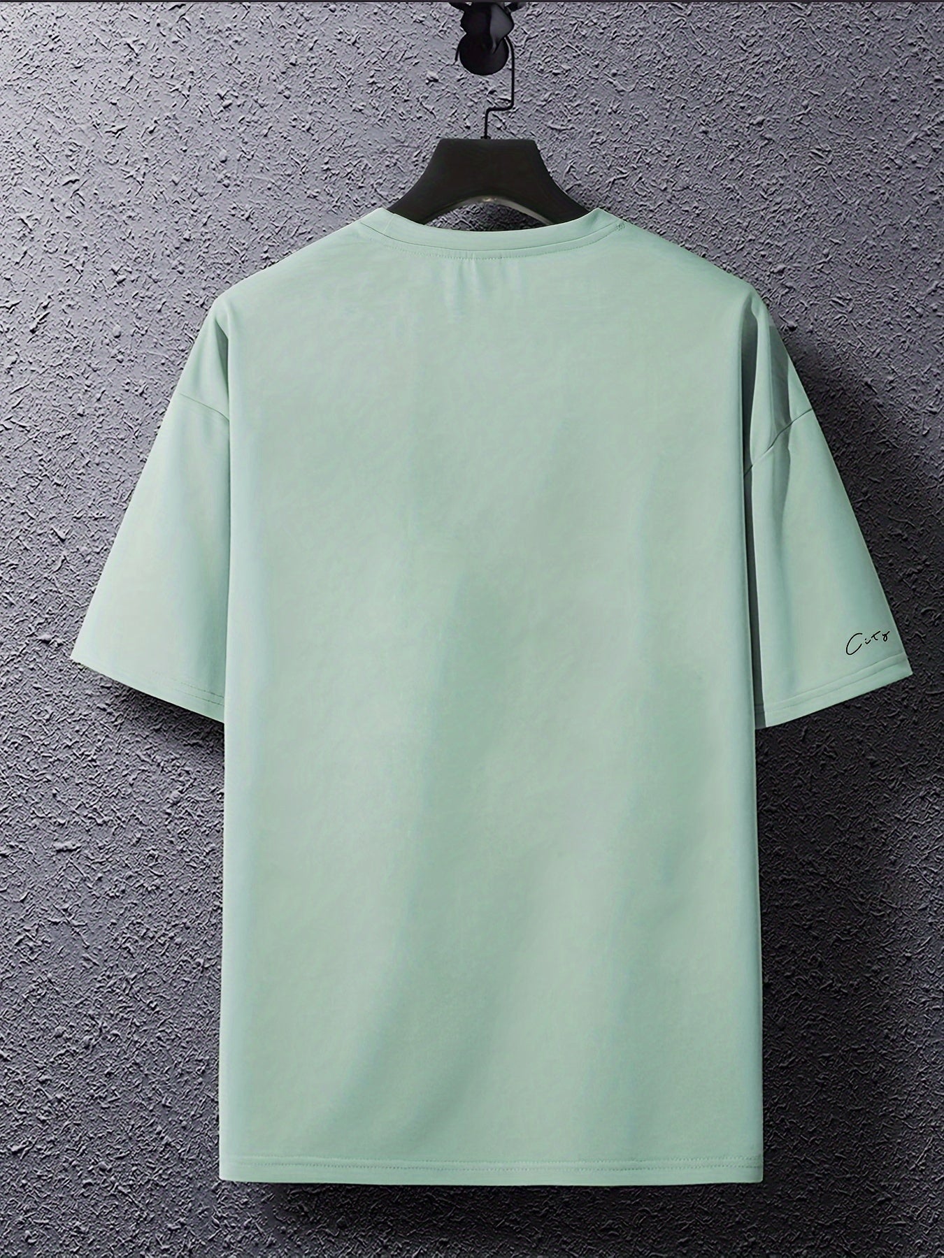 All-match Letter Men's Short Sleeve Crew Neck T-shirt, Summer Outdoor Sports.