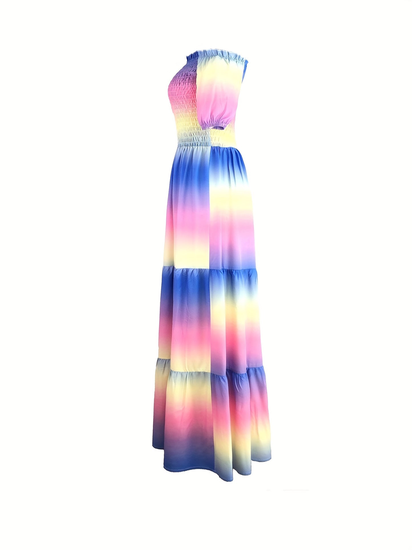 Gradient Print Tiered Dress,