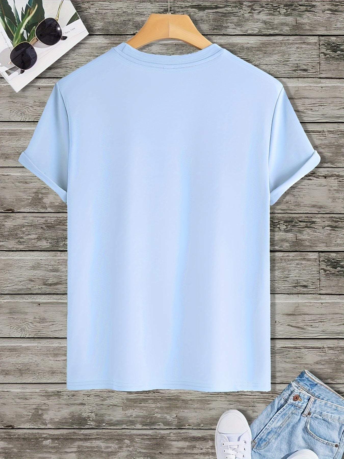 Men's Cotton T-Shirt with Headphones Music Design.