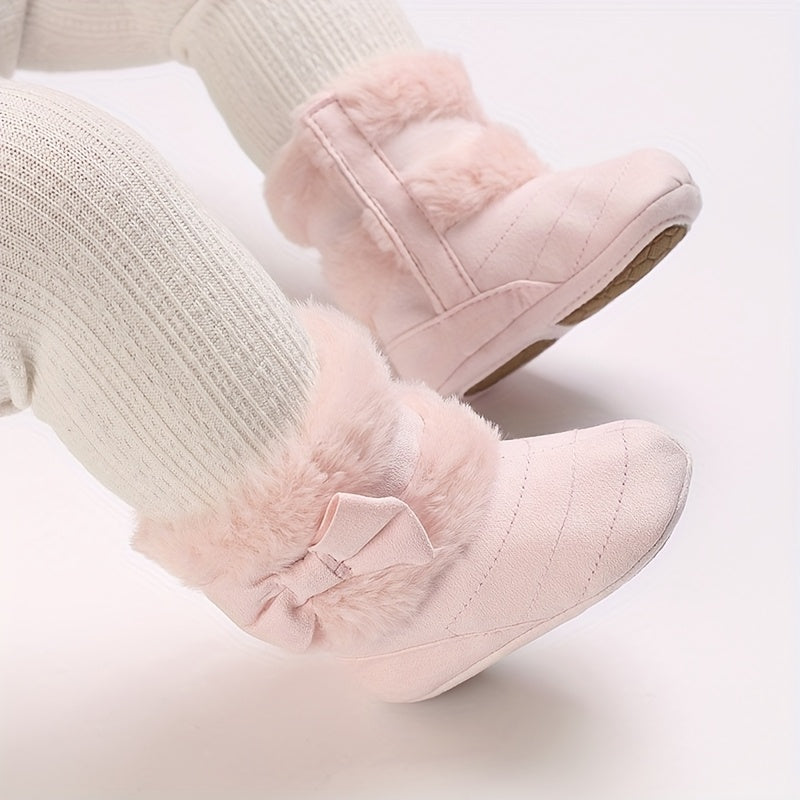 Cute Baby Girl Winter Boots with Bowknot - Soft, Warm,