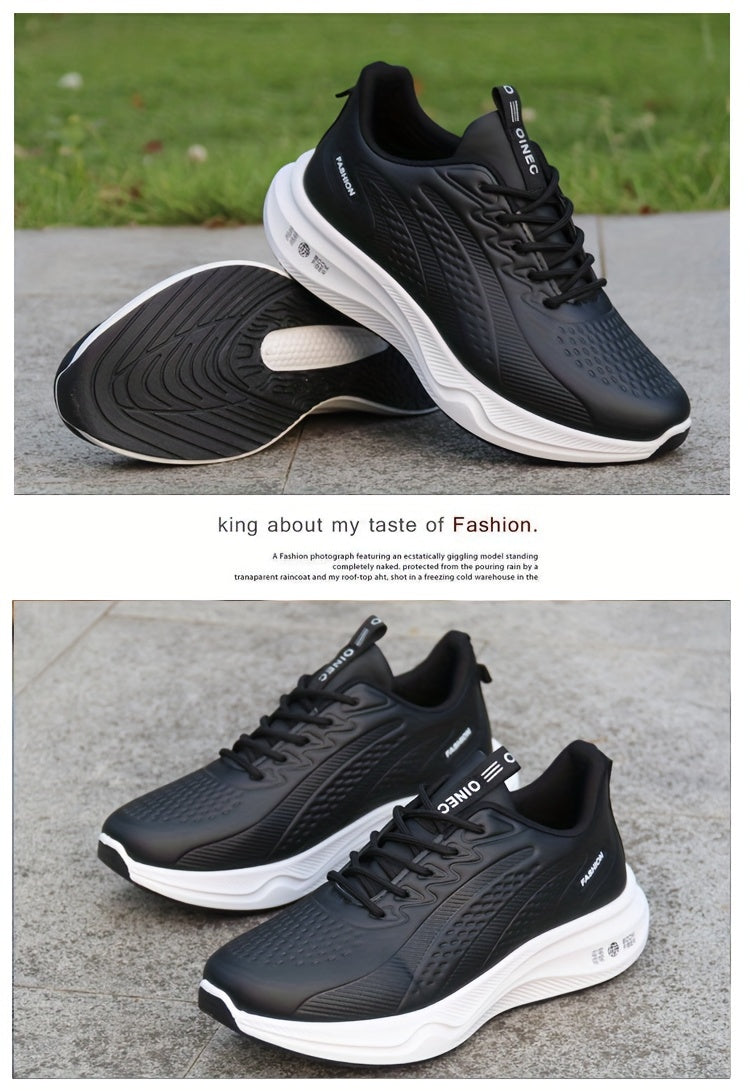 Men's Comfy Lace Up Sneakers, Low Top Fashion Outdoor Running Shoes - Park Gym Training Workout