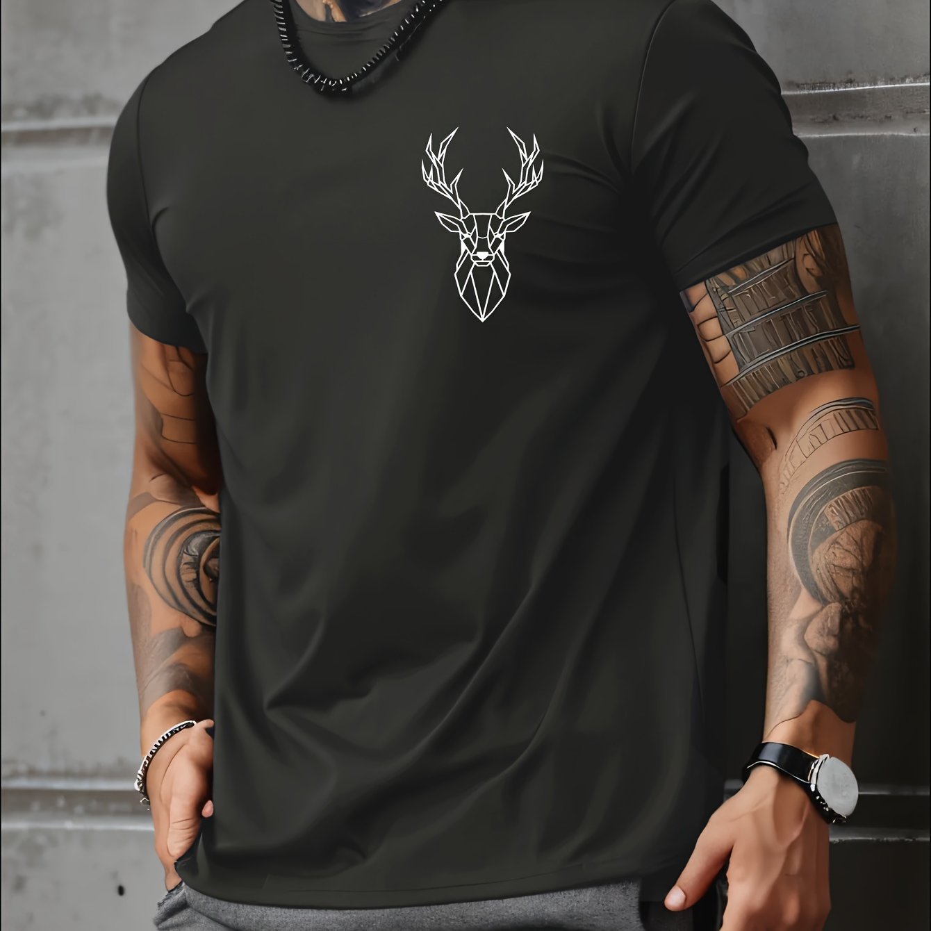 Deer Graphic Men's Short Sleeve T-shirt,