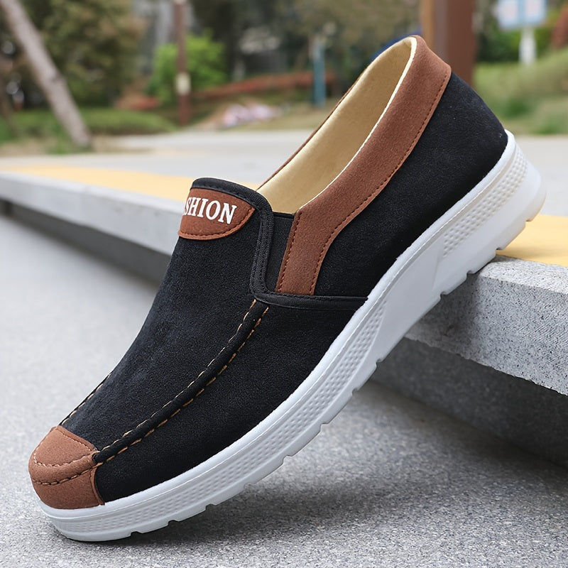 Men'S Casual Sports Sneakers - Solid Color, Slip-On, Round Toe, Lightweight.