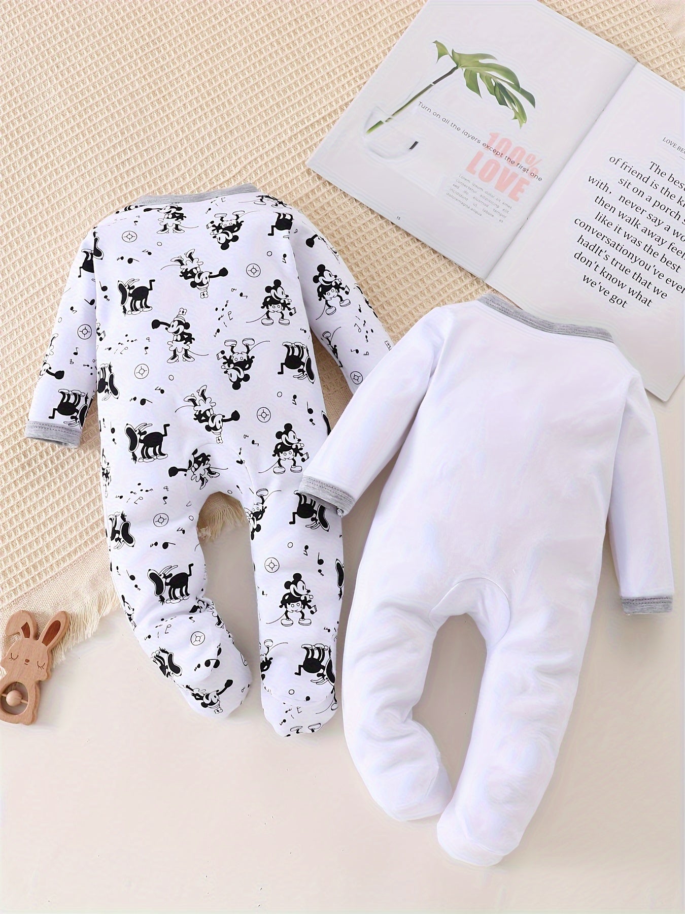 Children's Onesie Baby Autumn 100% Cotton Footed Onesie Cute Cartoon Teacher Ha Suit 2pcs Set Climbing Suit