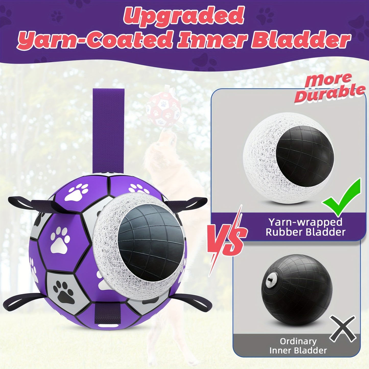 Durable Rubber Soccer Ball Dog Toy with Straps | Product Universal