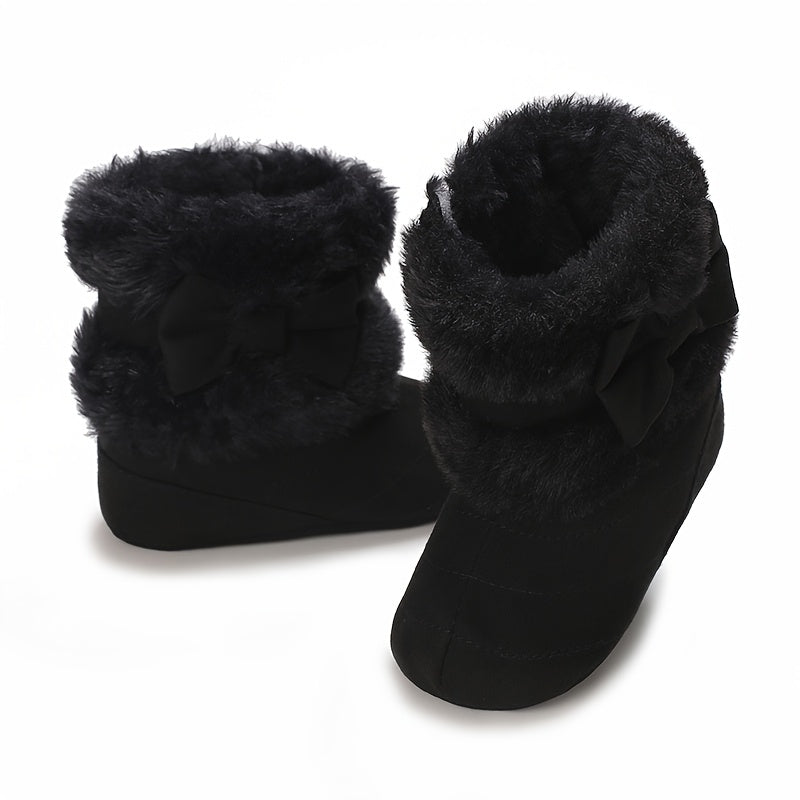 Cute Baby Girl Winter Boots with Bowknot - Soft, Warm,