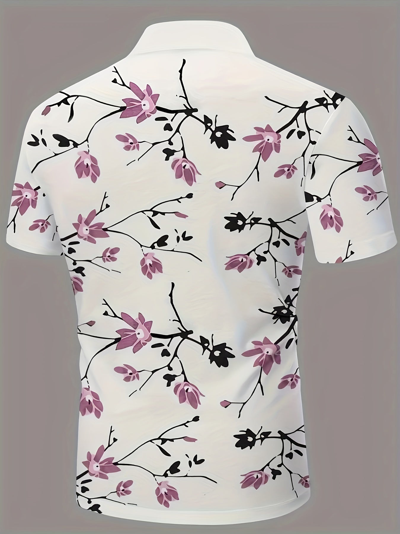 Men's Floral Pattern Short Sleeve Lapel Shirt,