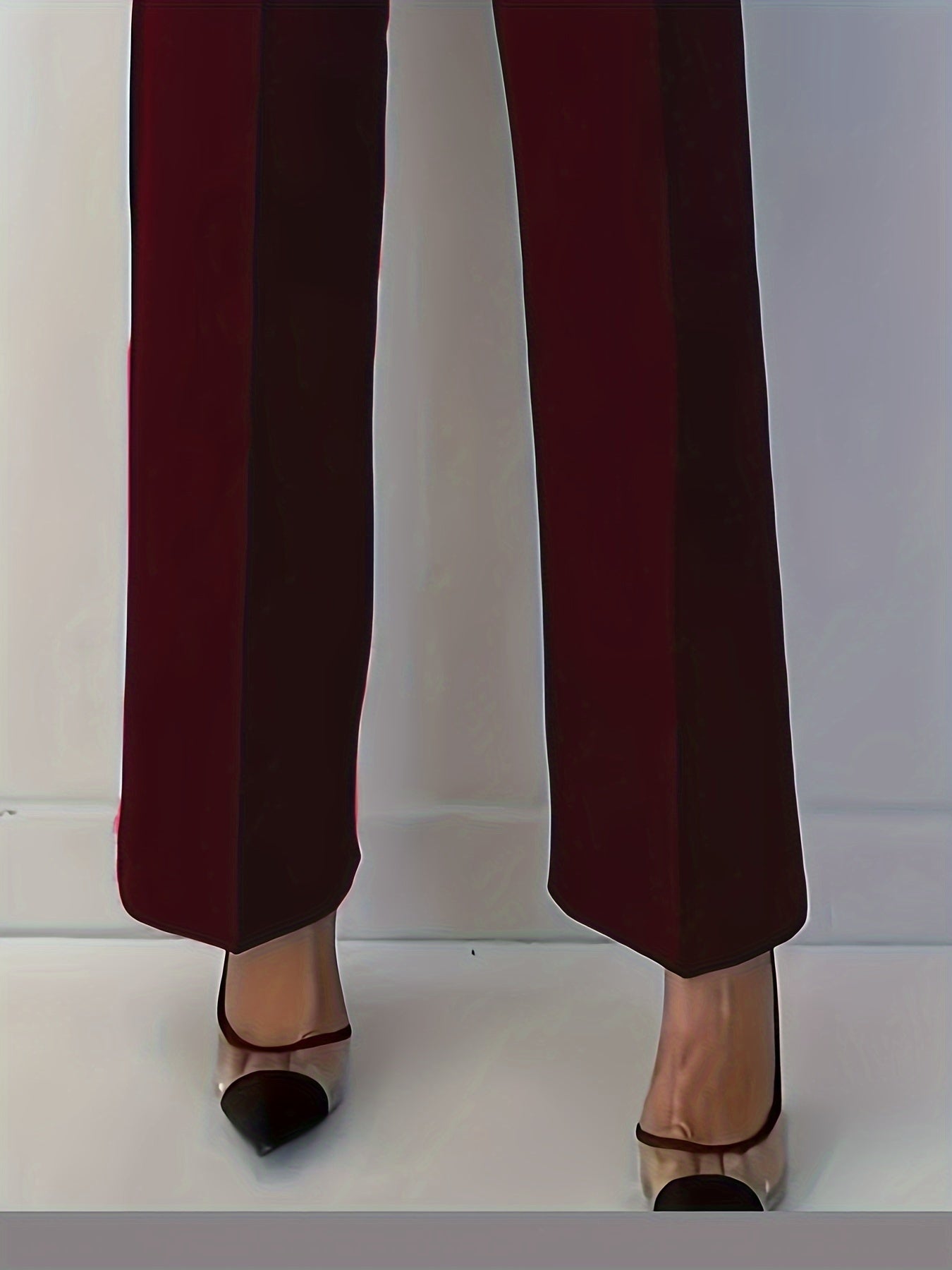 *Solid Color High Waist Straight Leg Pants, Elegant Pants Women's Clothing.