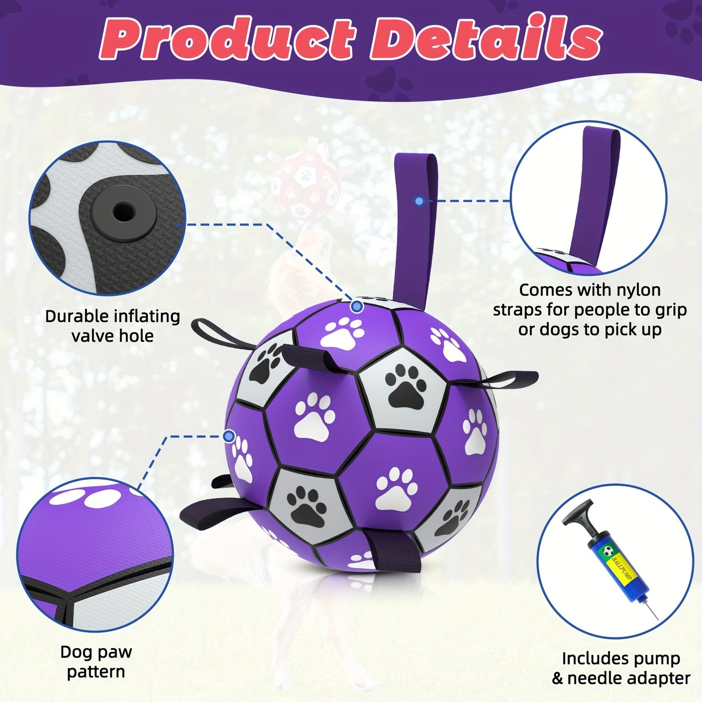 Durable Rubber Soccer Ball Dog Toy with Straps | Product Universal