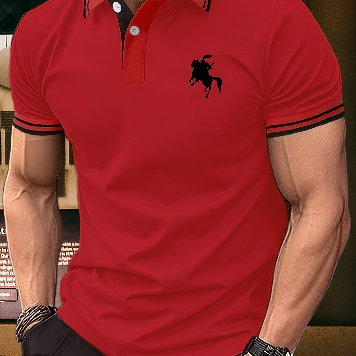 Men's Fashion Horse Riding Knight Pattern Henley Shirt | Product Universal