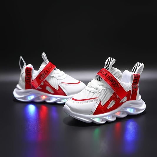 Kids Fashion Glow Sneakers, Cartoon Casual Sports Shoes,