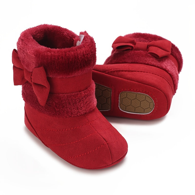 Cute Baby Girl Winter Boots with Bowknot - Soft, Warm,