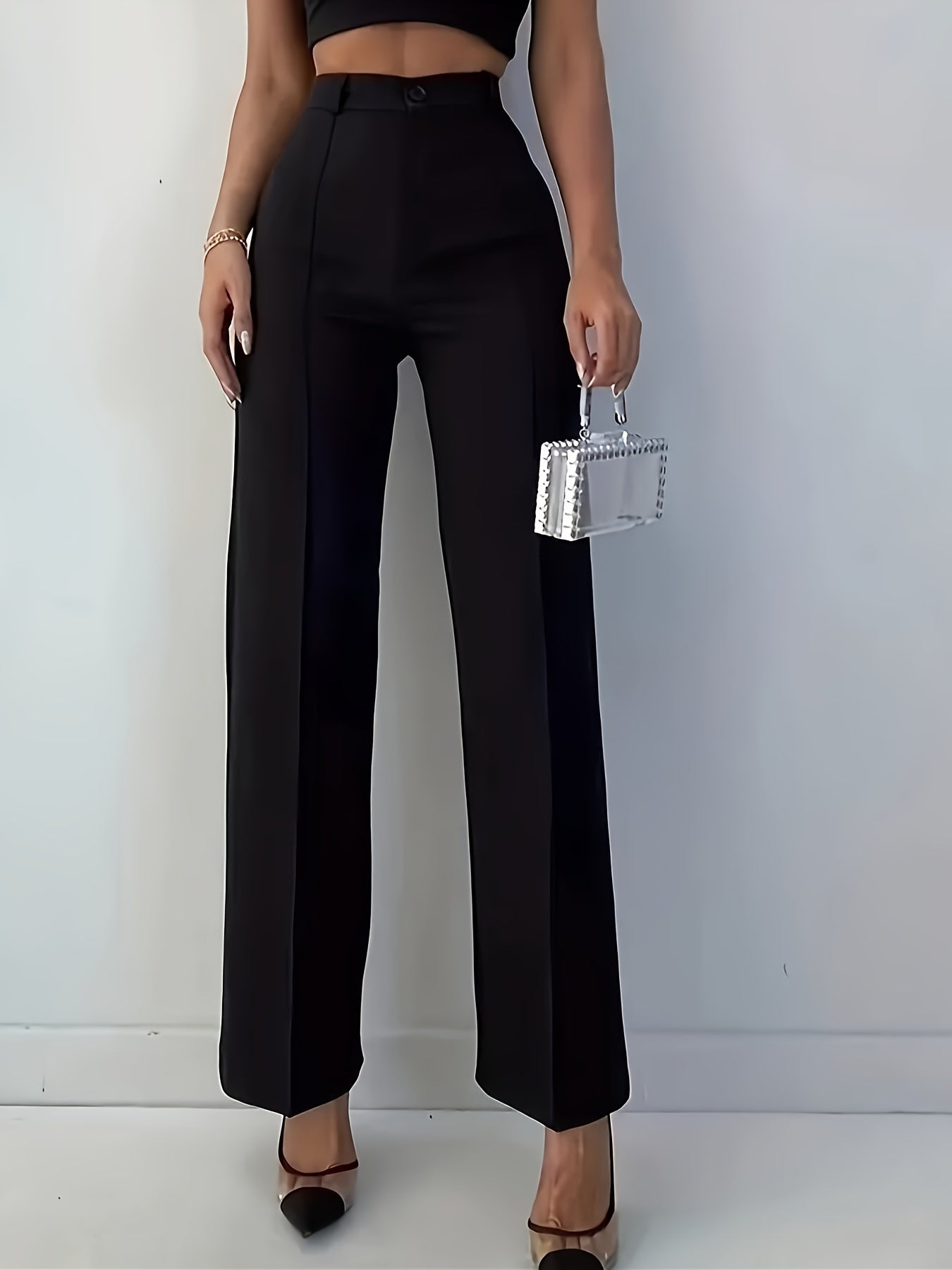 Women's Black Straight Pants | Product Universal