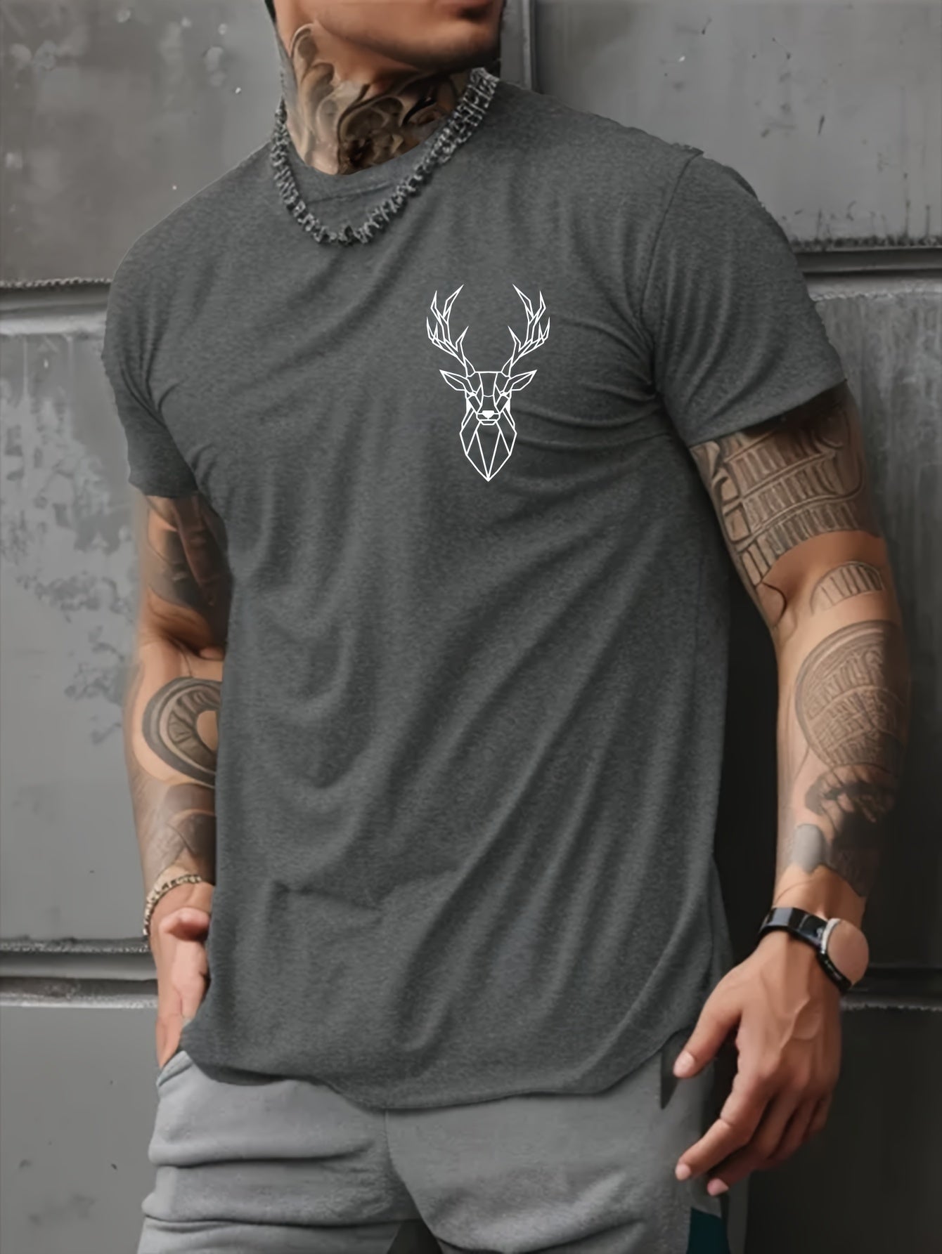 Deer Graphic Men's Short Sleeve T-shirt,